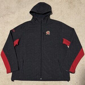 VTG UMD Maryland Terps Colosseum Mens XXL Windbreaker Jacket Embroider Gray Red